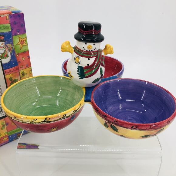 The Sweet Shoppe Christmas Sue Zipkin Sango Divided Snack Relish Tray Bowls NIB - Picture 2 of 6